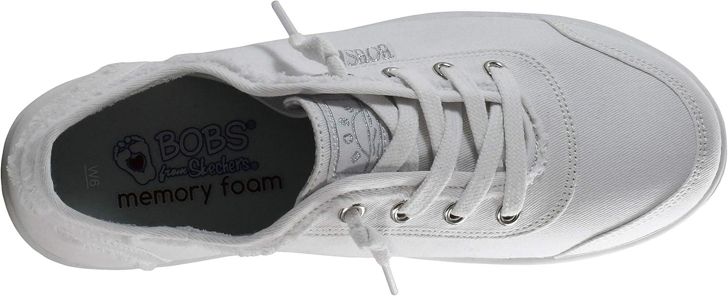 imageSkechers Womens Bobs B Cute Sneaker Memory Foam Flexible Outsole Lightweight Vegan ShoesWhiteSilver