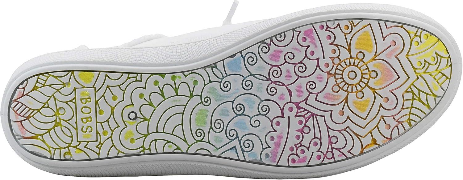 imageSkechers Womens Bobs B Cute Sneaker Memory Foam Flexible Outsole Lightweight Vegan ShoesWhiteSilver