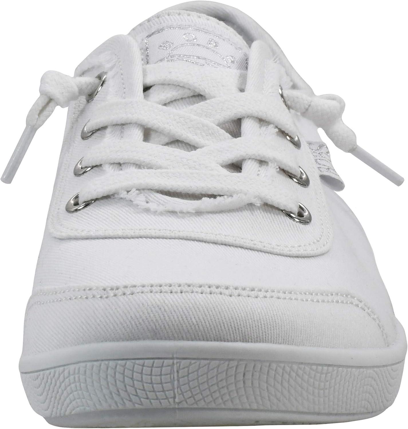 imageSkechers Womens Bobs B Cute Sneaker Memory Foam Flexible Outsole Lightweight Vegan ShoesWhiteSilver