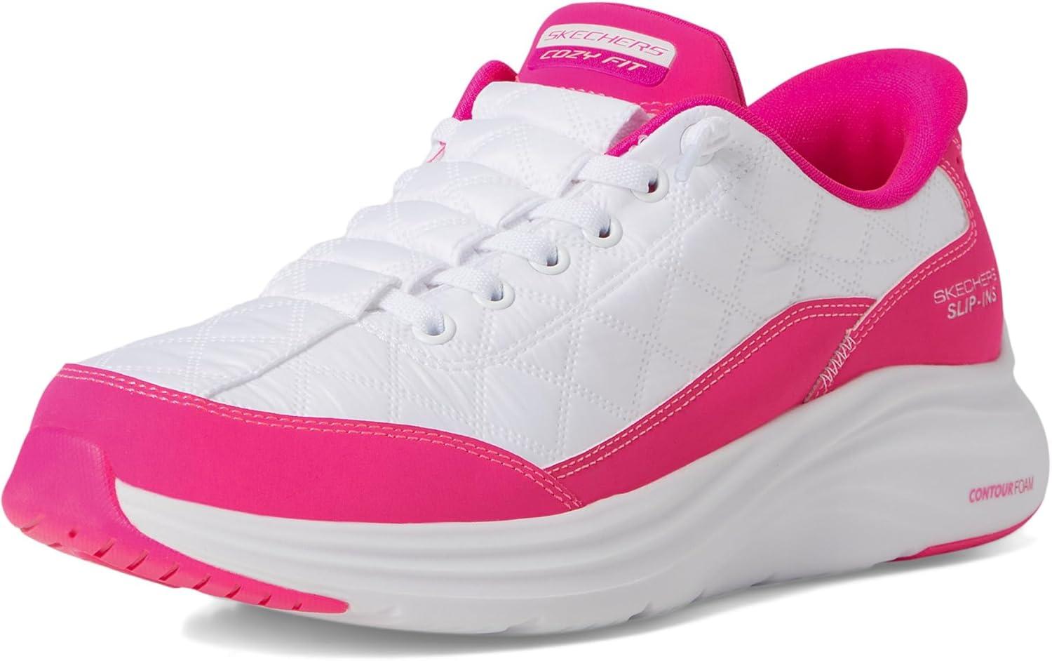 imageSkechers Womens Contour Foam Hands Free SlipIns WhiteHot Pink 11