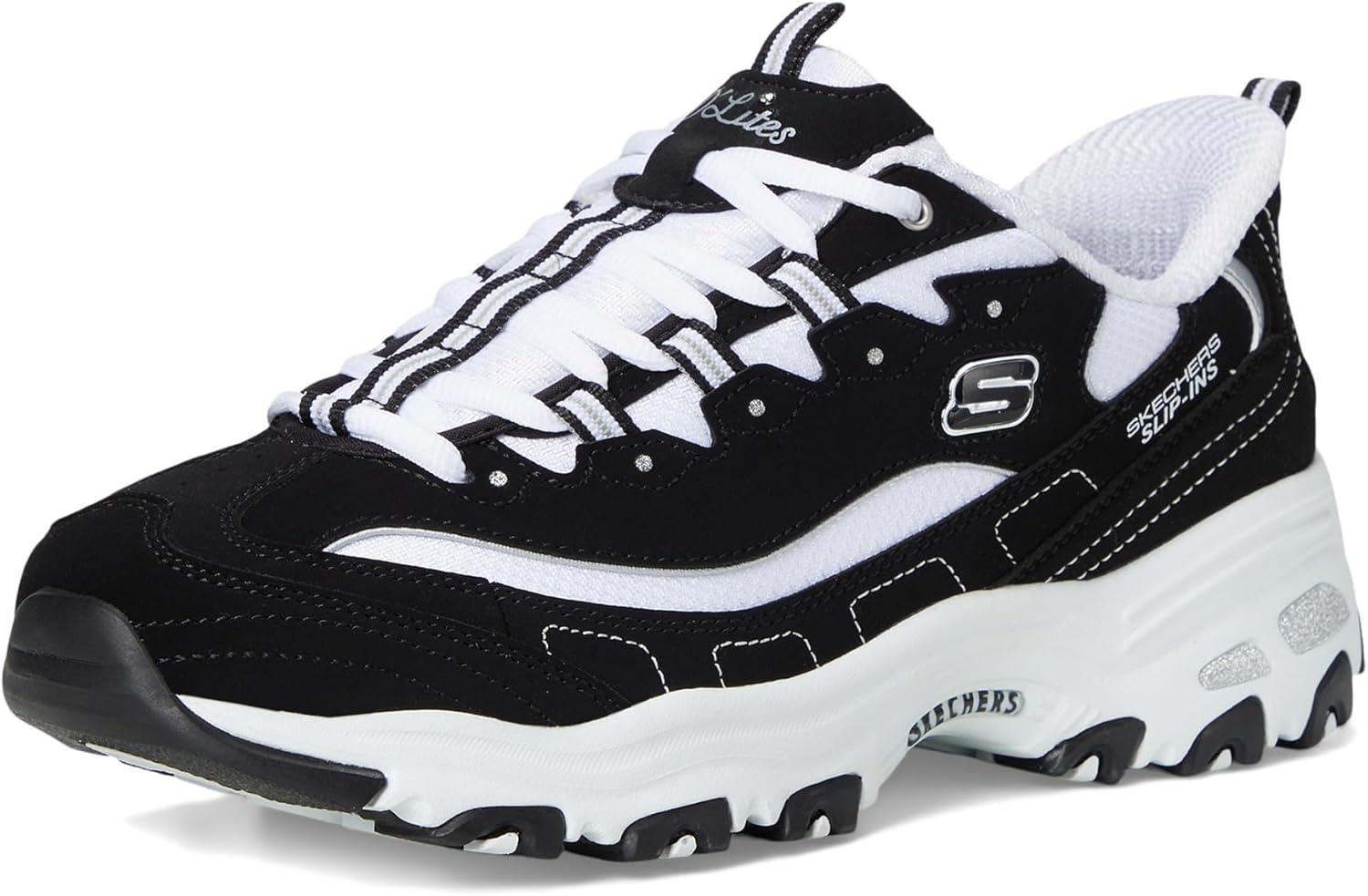 imageSkechers Womens DLites Fan Girl Hands Free SlipinsBlackWhite