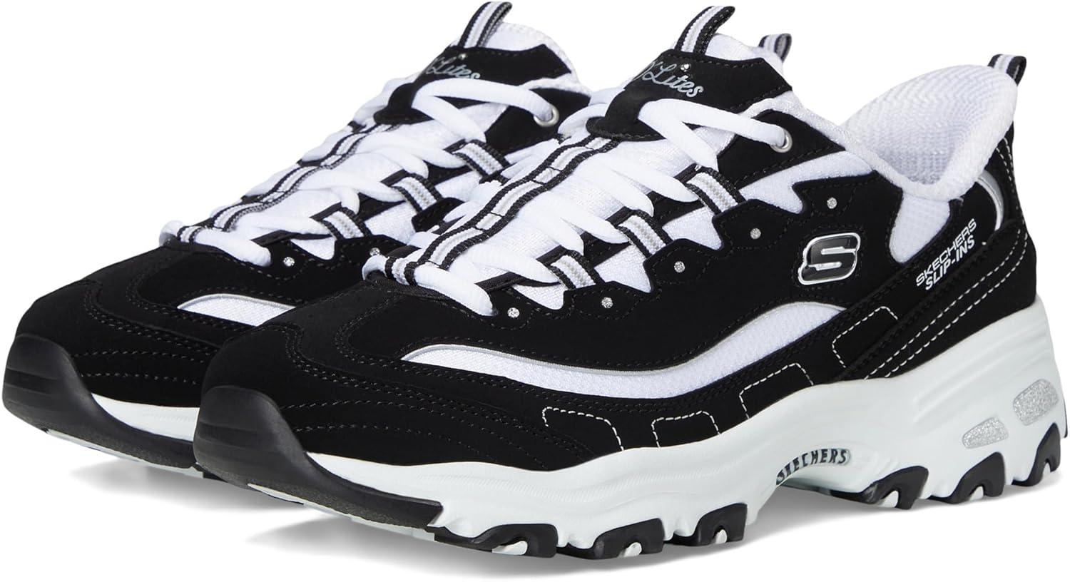 imageSkechers Womens DLites Fan Girl Hands Free SlipinsBlackWhite