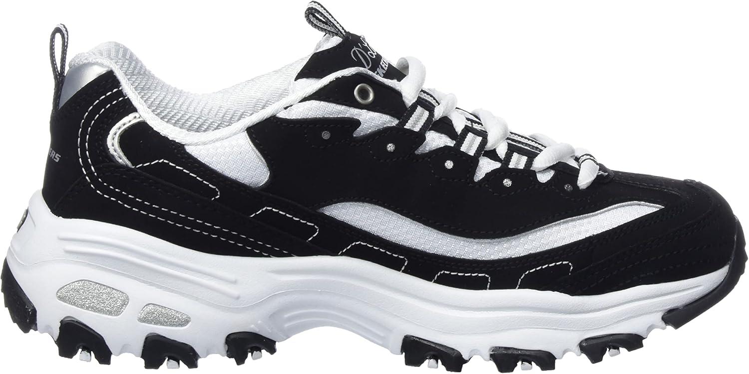 imageSkechers Womens DLites Fresh Start Memory Foam Laceup SneakerBlackMulti Silver