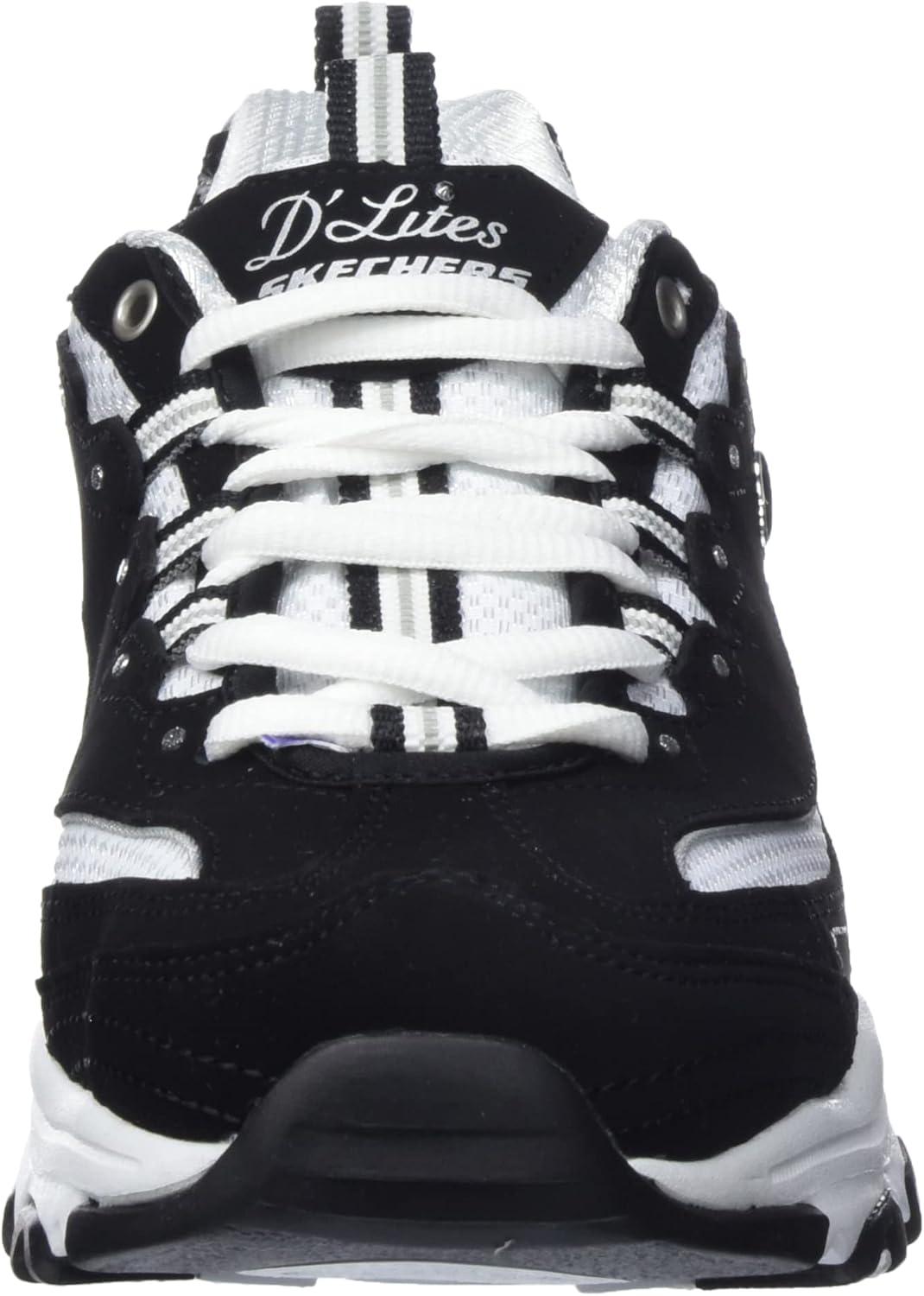 imageSkechers Womens DLites Fresh Start Memory Foam Laceup SneakerBlackMulti Silver