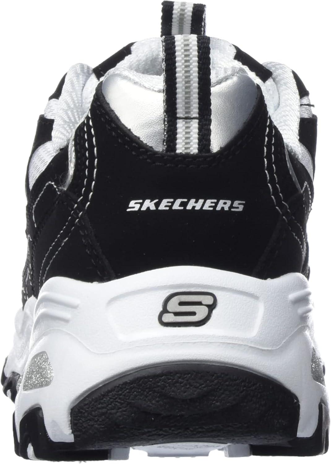 imageSkechers Womens DLites Fresh Start Memory Foam Laceup SneakerBlackMulti Silver