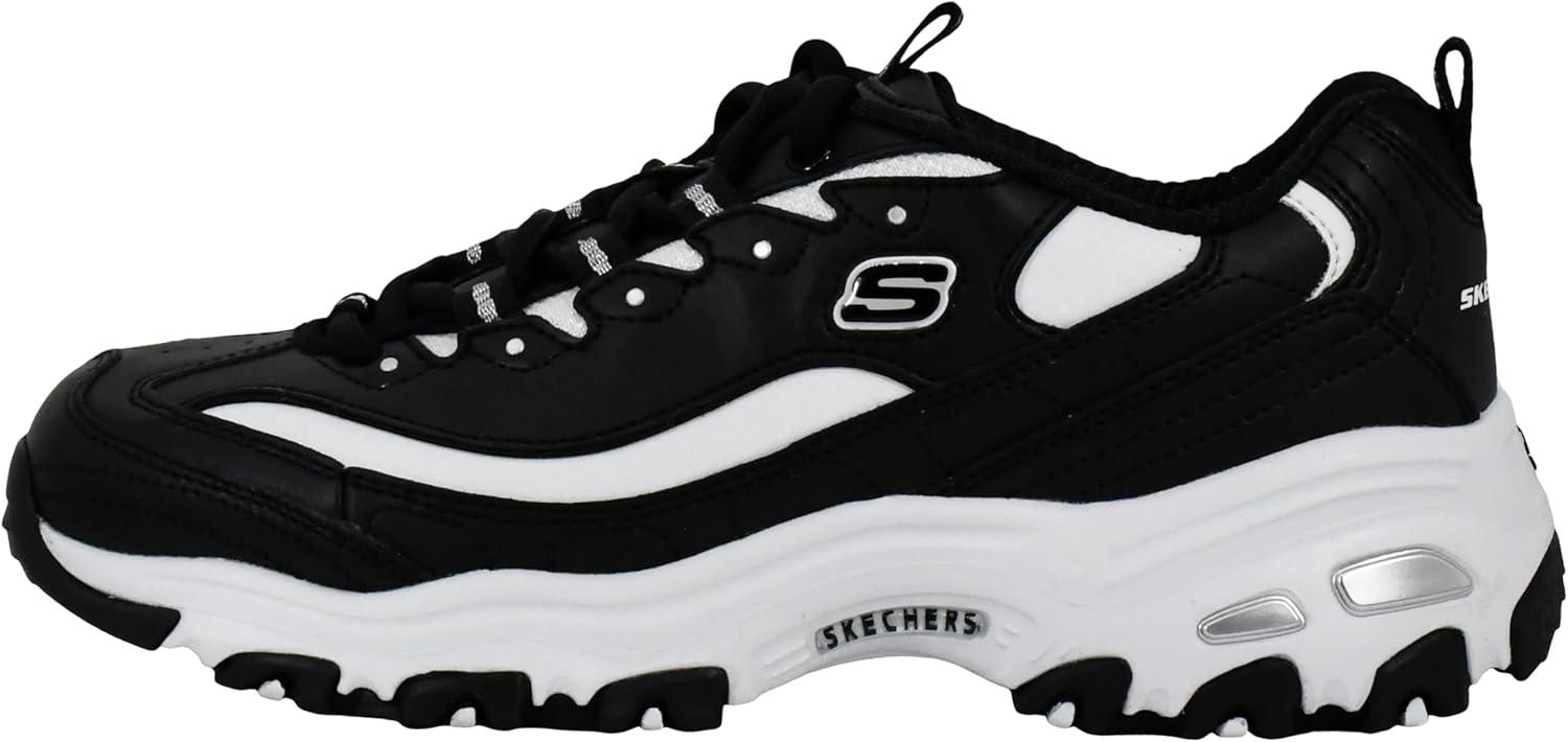 imageSkechers Womens DLites Fresh Start Memory Foam Laceup SneakerBlackWhite