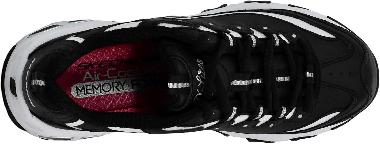 imageSkechers Womens DLites Fresh Start Memory Foam Laceup SneakerBlackWhite