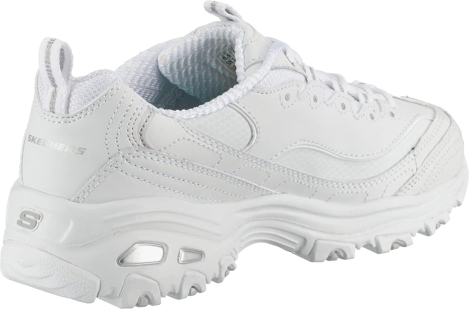imageSkechers Womens DLites Fresh Start Memory Foam Laceup SneakerWhiteSilver