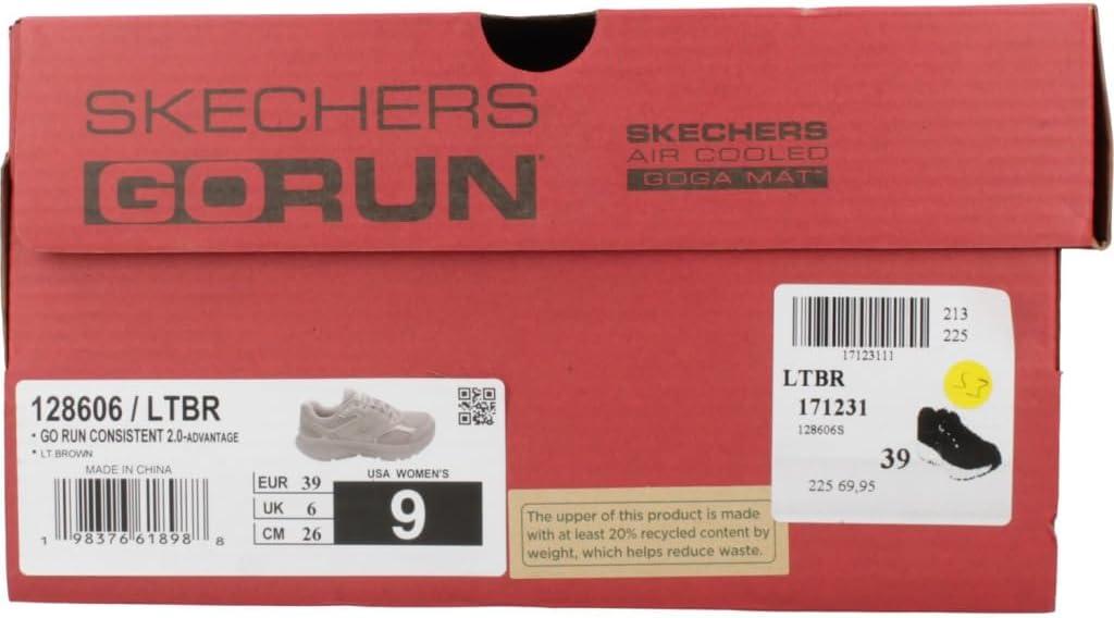 imageSkechers Womens Go Run Consistent 20 AdvantageLight Brown Leather Gold Trim