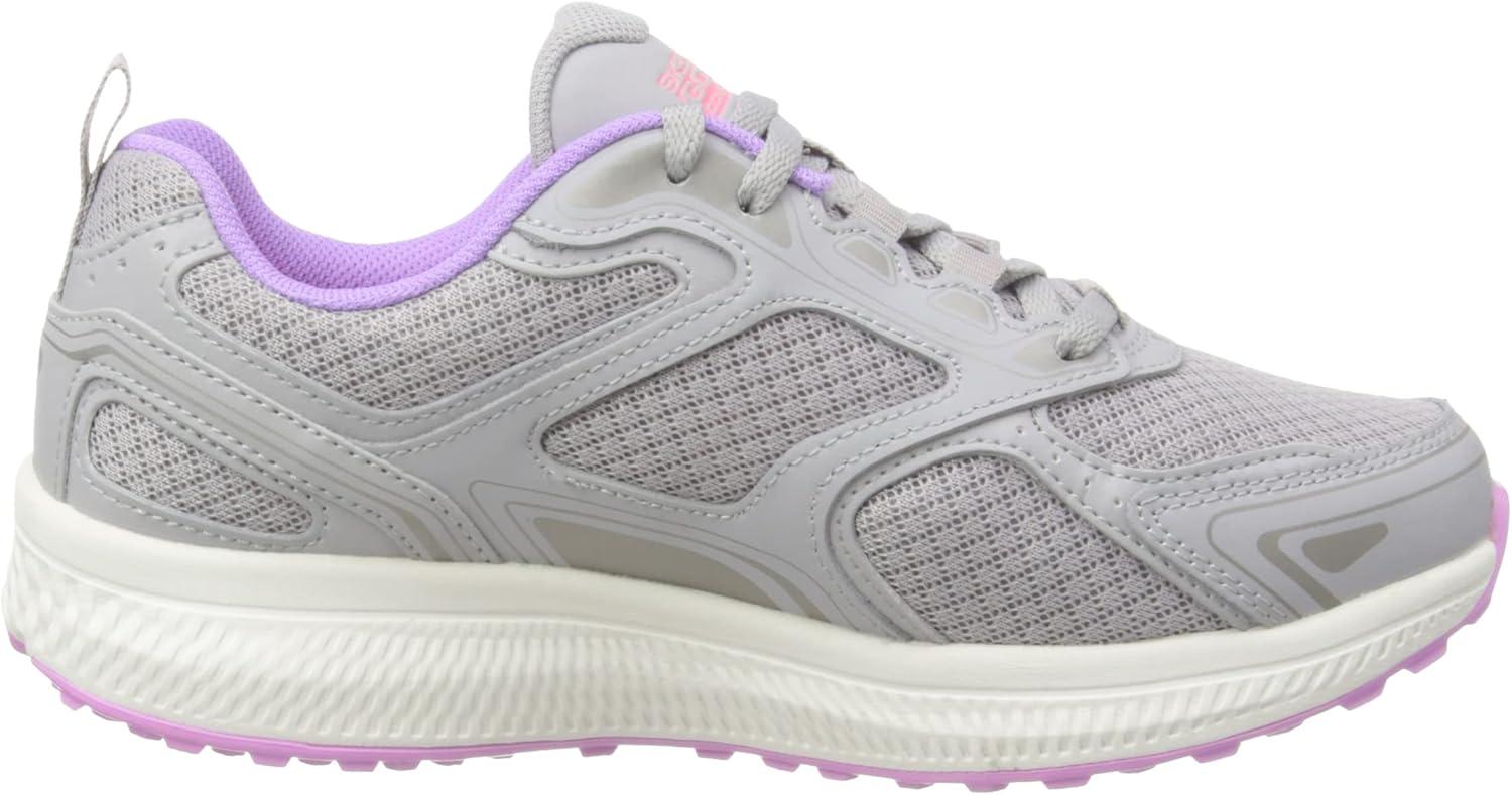 imageSkechers Womens Go Run Consistent SneakerGray Leather Lavender Trim