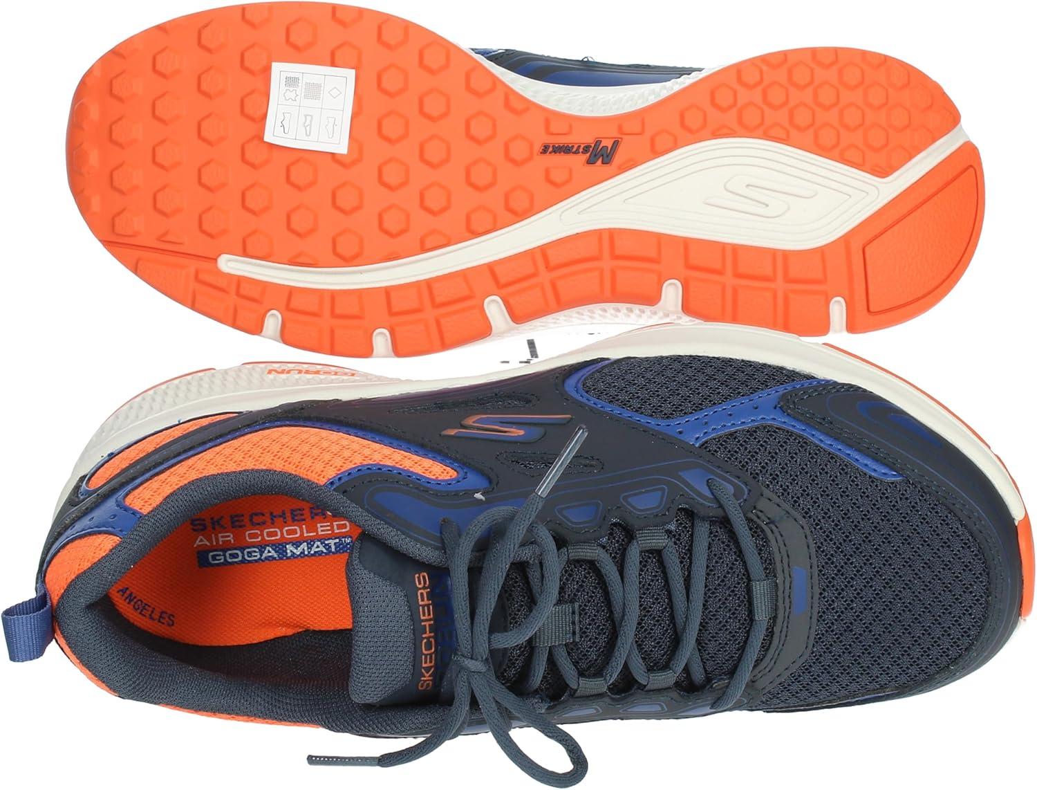 imageSkechers Womens Go Run Consistent SneakerNvy Leather Synthetic Orange Trim