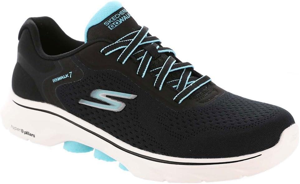 imageSkechers Womens Go Walk 7 Cosmic Waves Athletic Walking SneakerBlackTurquoise