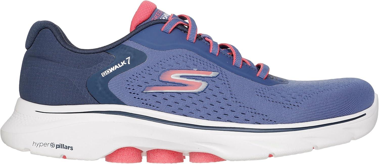 imageSkechers Womens Go Walk 7 Cosmic Waves Athletic Walking SneakerNavyCoral