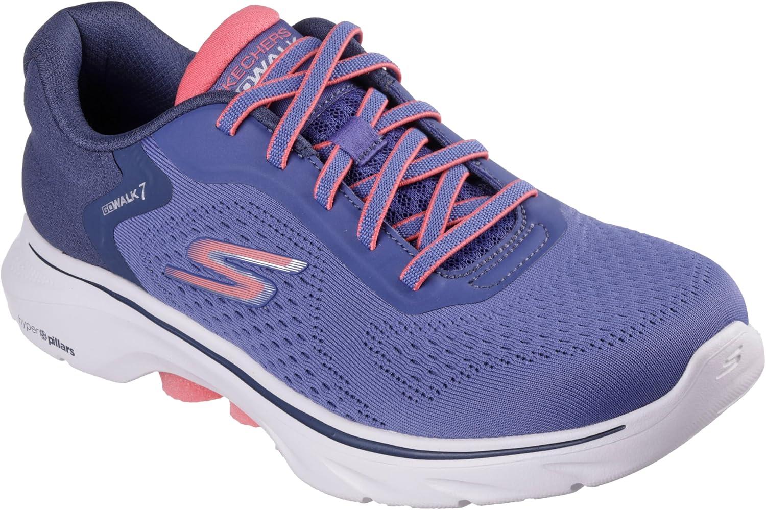 imageSkechers Womens Go Walk 7 Cosmic Waves Athletic Walking SneakerNavyCoral