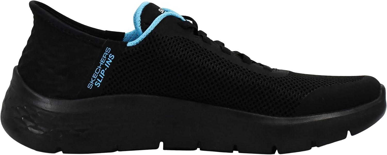 imageSkechers Womens Go Walk Flex Hands Free SlipinsGrand Entry SneakerBlackAqua