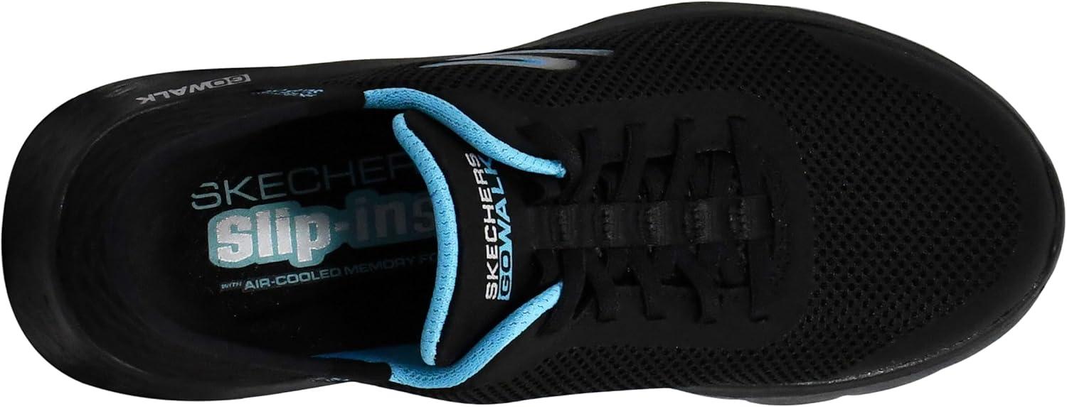 imageSkechers Womens Go Walk Flex Hands Free SlipinsGrand Entry SneakerBlackAqua
