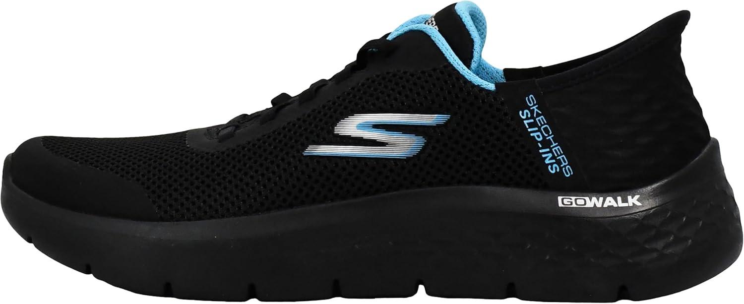 imageSkechers Womens Go Walk Flex Hands Free SlipinsGrand Entry SneakerBlackAqua