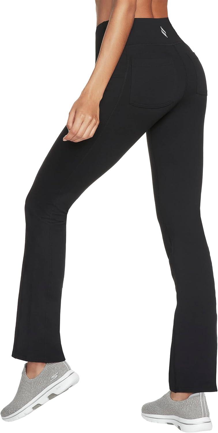 imageSkechers Womens Go Walk High Waisted Pant Joy 4Way Stretch MoistureWicking Layered WaistbandBlackBlack
