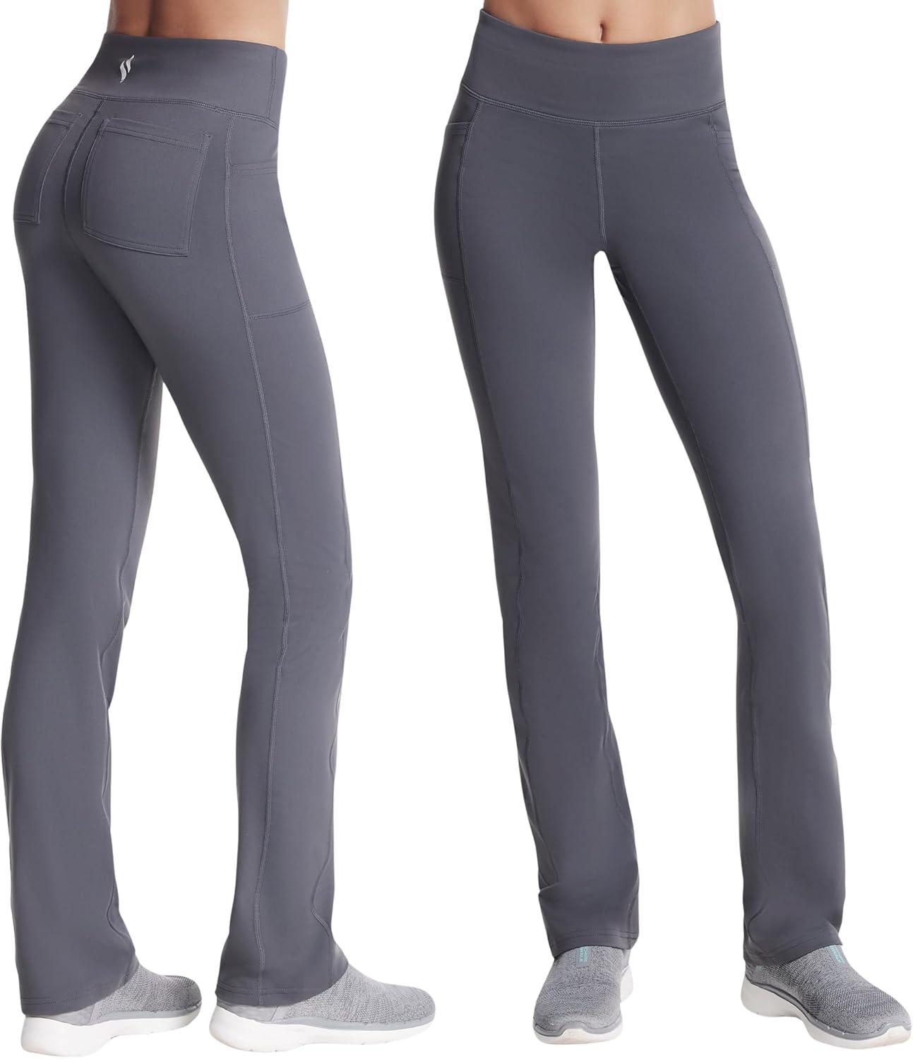 imageSkechers Womens Go Walk High Waisted Pant Joy 4Way Stretch MoistureWicking Layered WaistbandCharcoal Grey