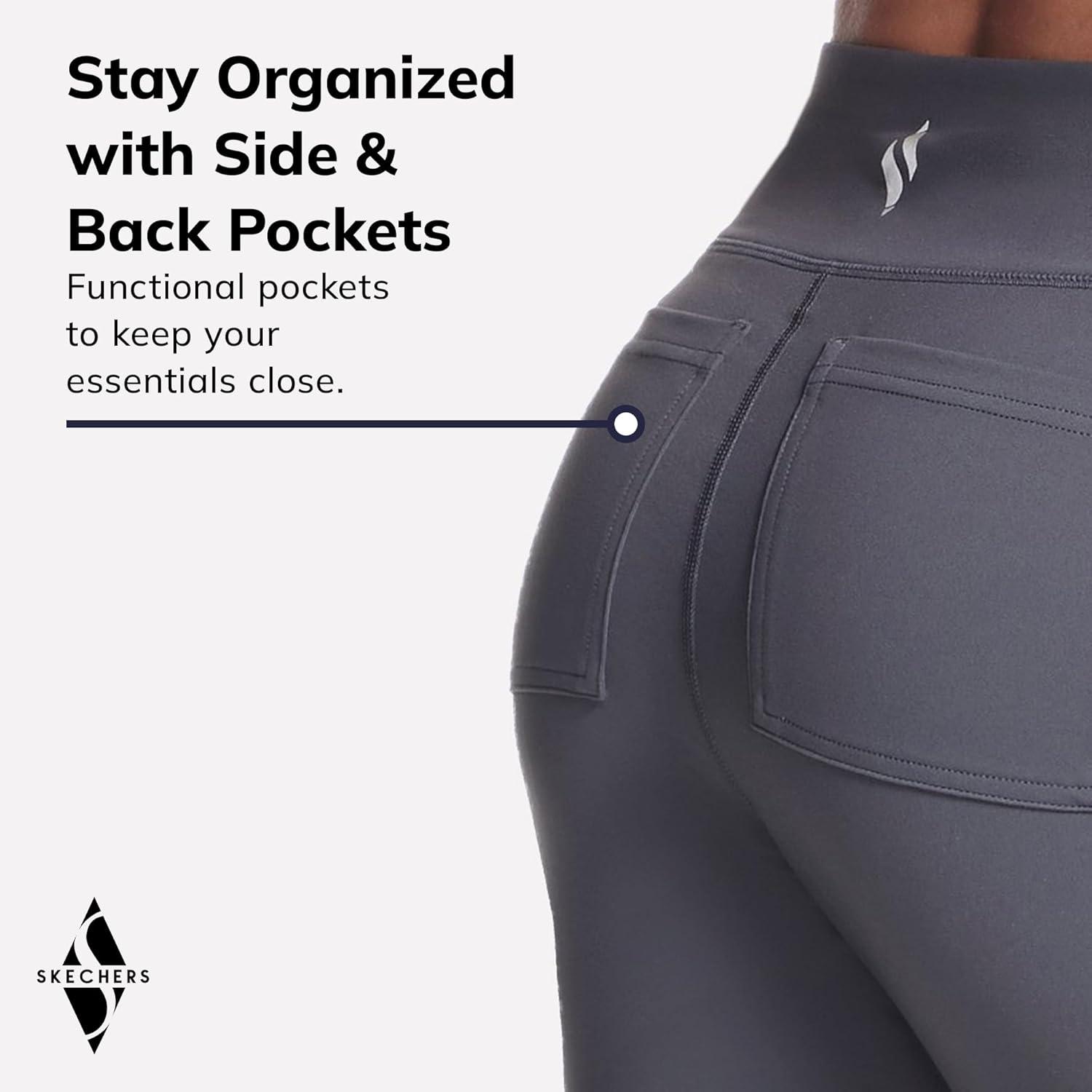 imageSkechers Womens Go Walk High Waisted Pant Joy 4Way Stretch MoistureWicking Layered WaistbandCharcoal Grey