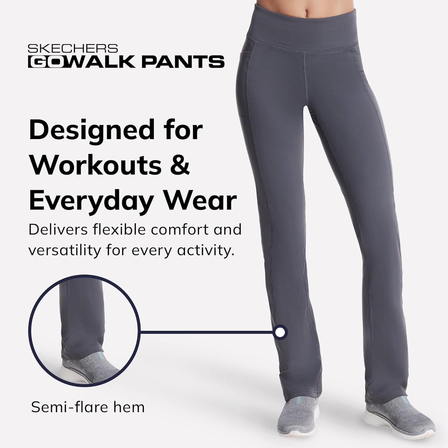 imageSkechers Womens Go Walk High Waisted Pant Joy 4Way Stretch MoistureWicking Layered WaistbandCharcoal Grey