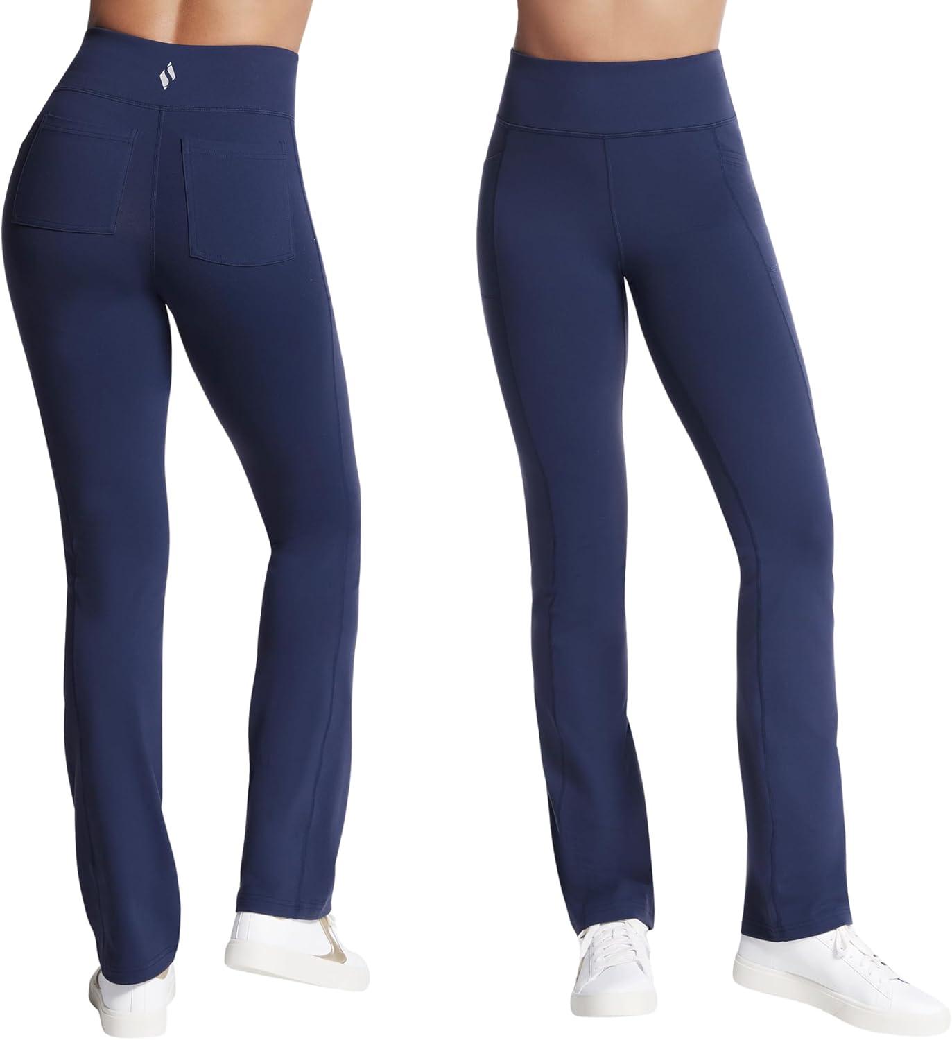 imageSkechers Womens Go Walk High Waisted Pant Joy 4Way Stretch MoistureWicking Layered WaistbandNavy