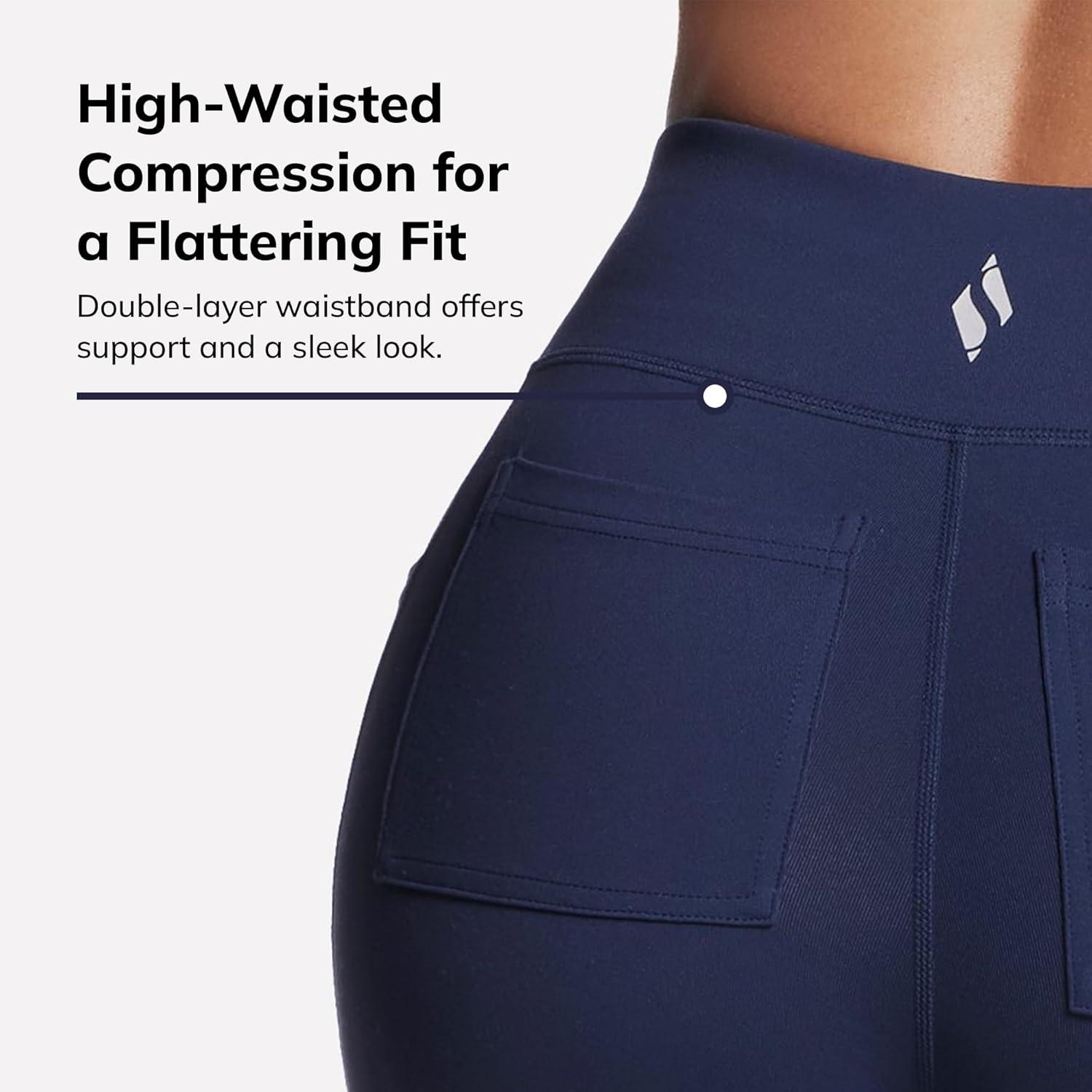 imageSkechers Womens Go Walk High Waisted Pant Joy 4Way Stretch MoistureWicking Layered WaistbandNavy