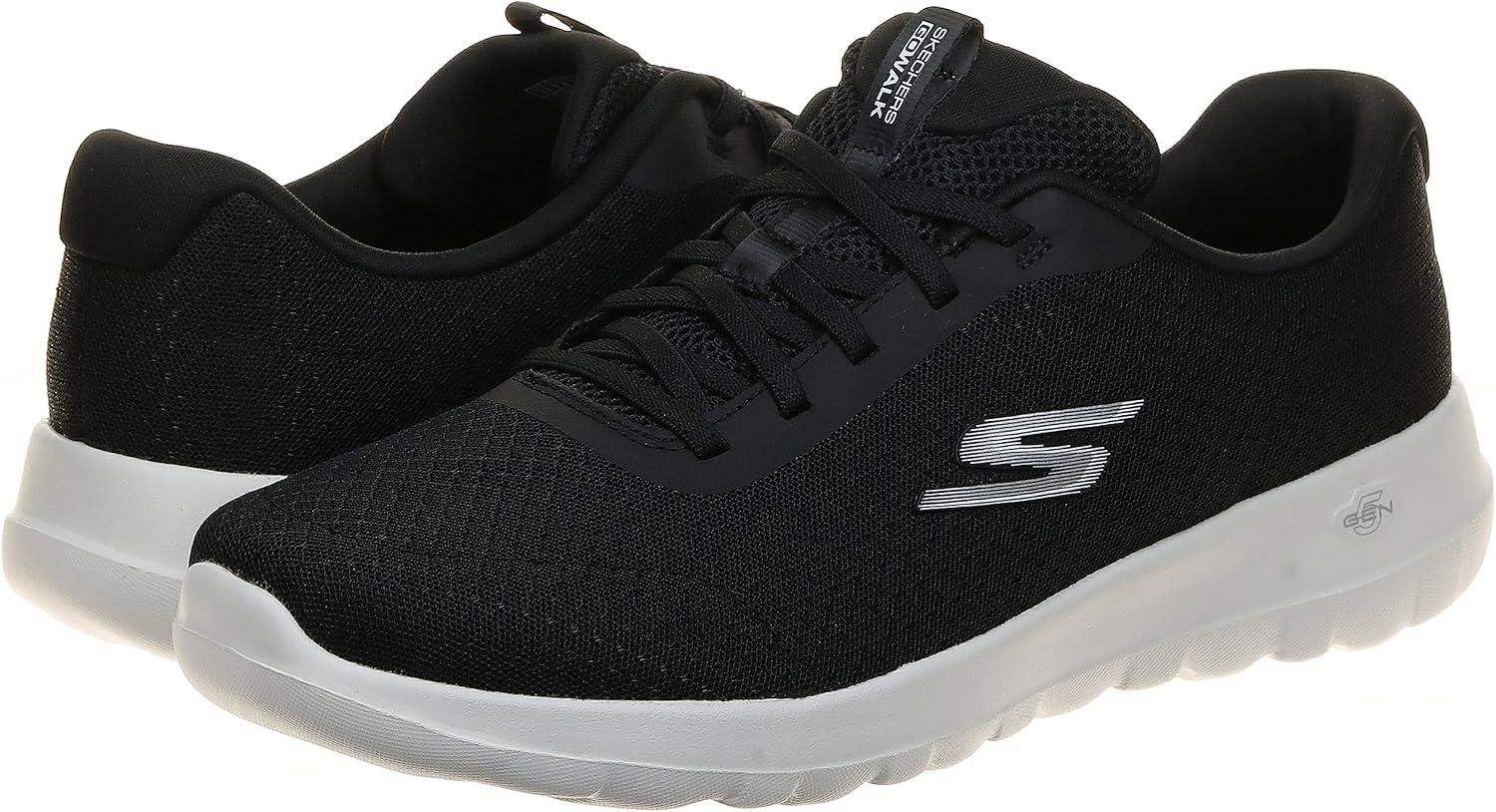 imageSkechers Womens Go Walk Joy Ecstatic SneakersBlack Textile White Trim Dark