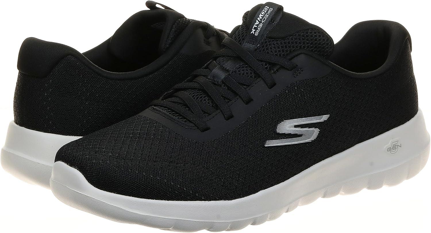 imageSkechers Womens Go Walk Joy Ecstatic SneakersBlack Textile White Trim Dark