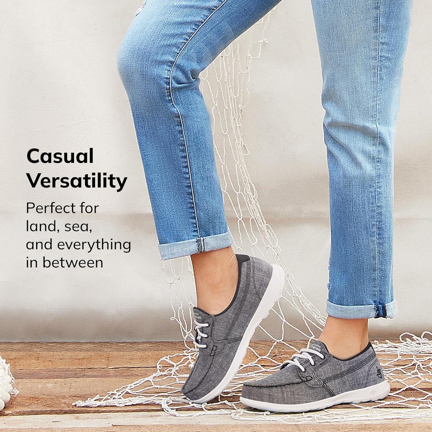 imageSkechers Womens Go Walk Lite15433 Boat ShoeBlackWhite