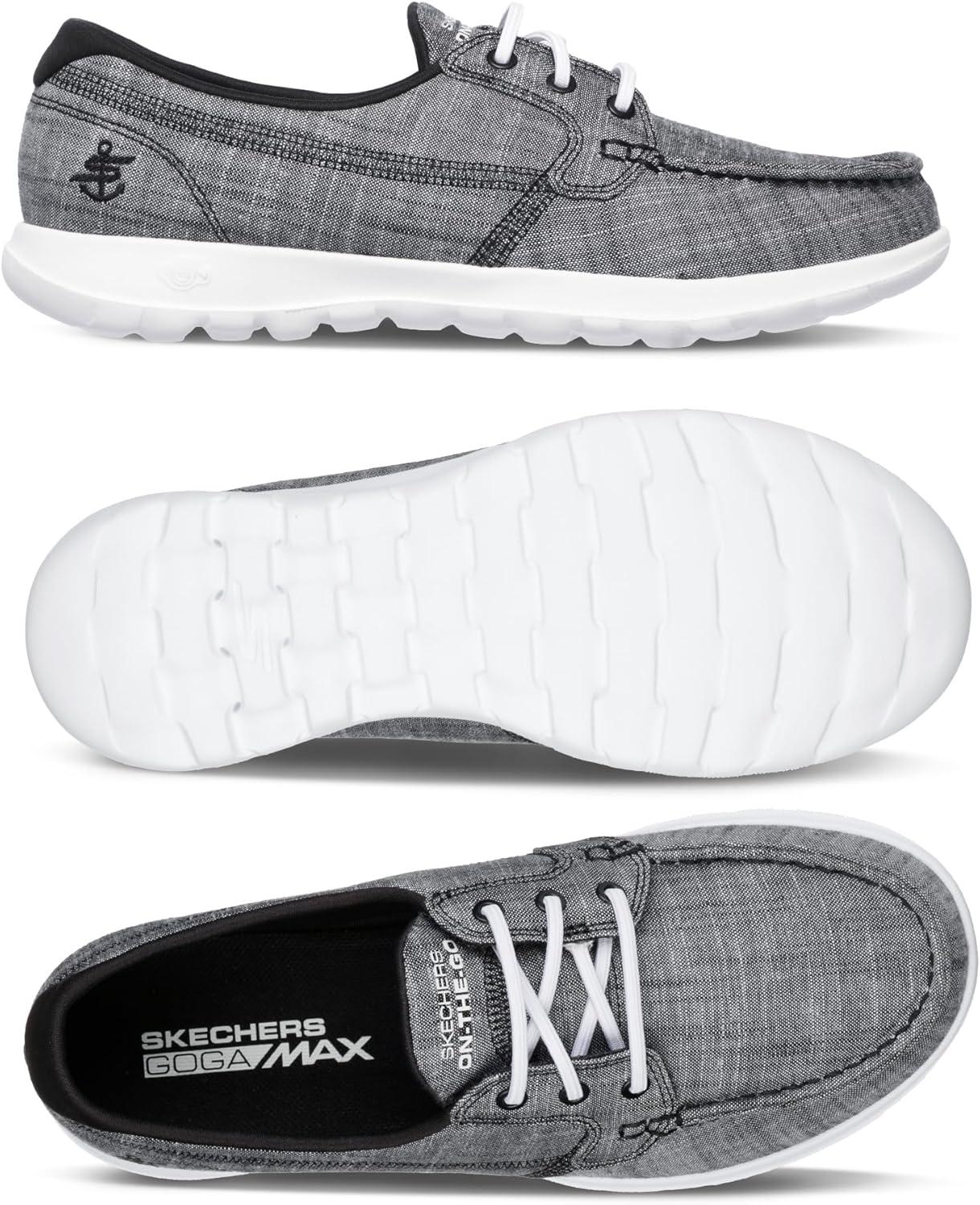 imageSkechers Womens Go Walk Lite15433 Boat ShoeBlackWhite