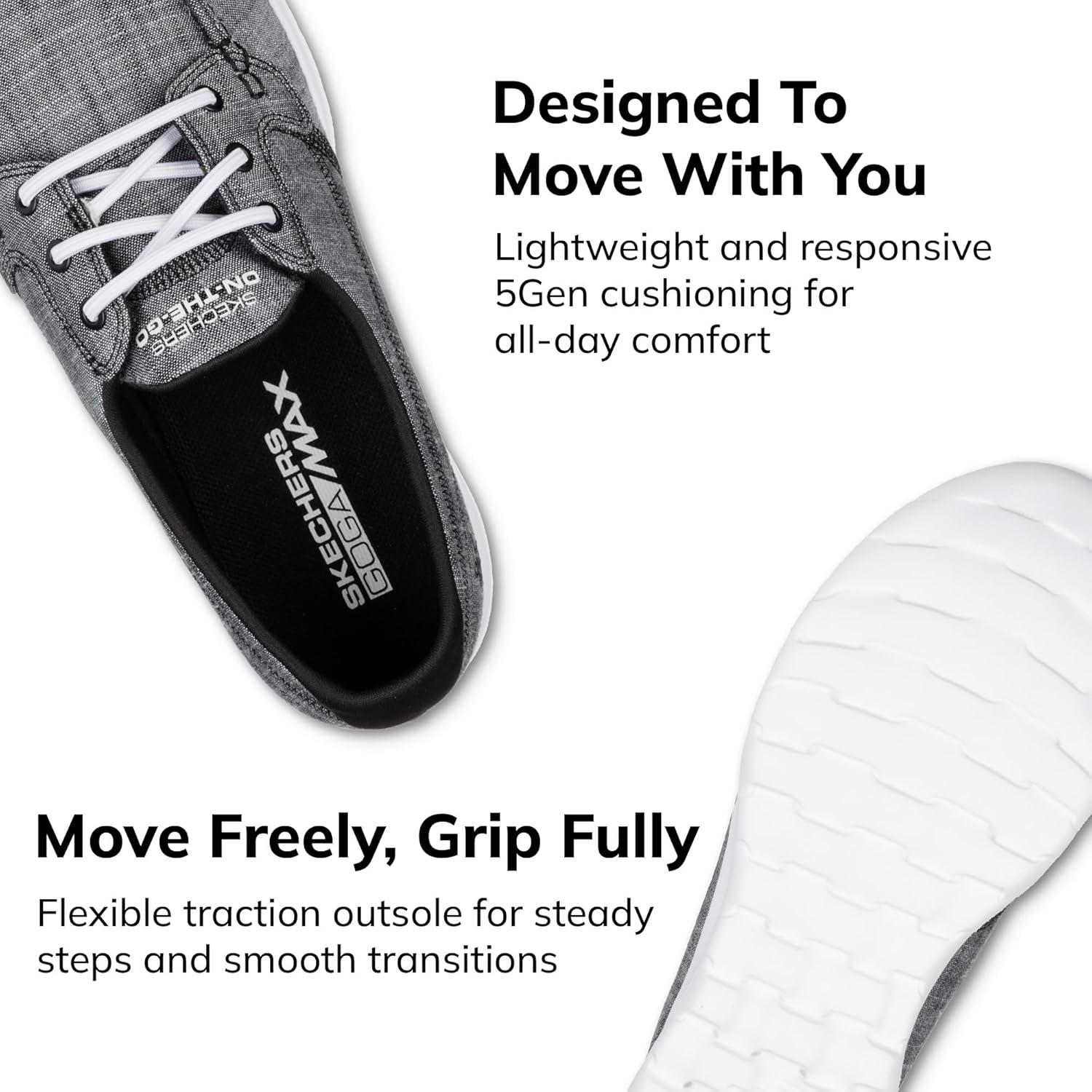 imageSkechers Womens Go Walk Lite15433 Boat ShoeBlackWhite