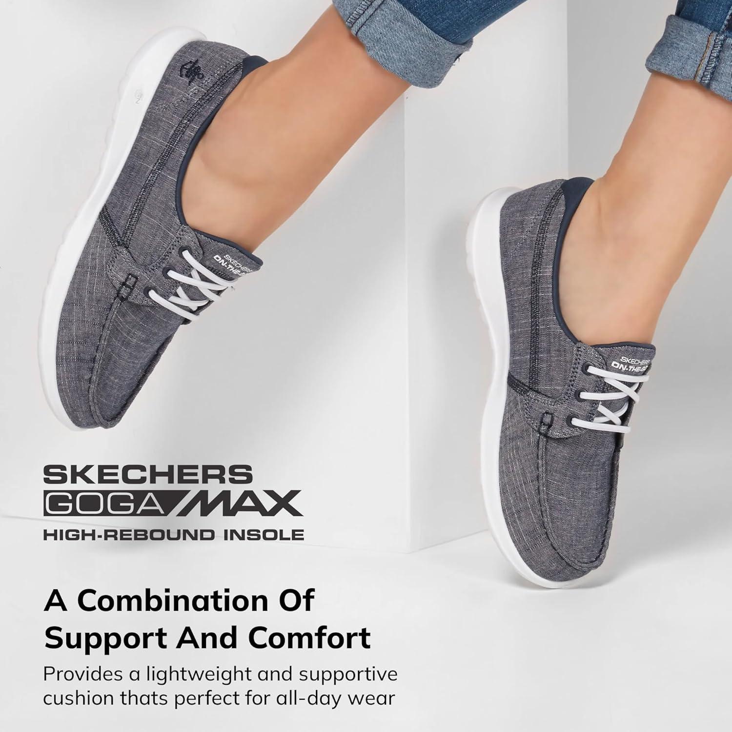 imageSkechers Womens Go Walk Lite15433 Boat ShoeNavy