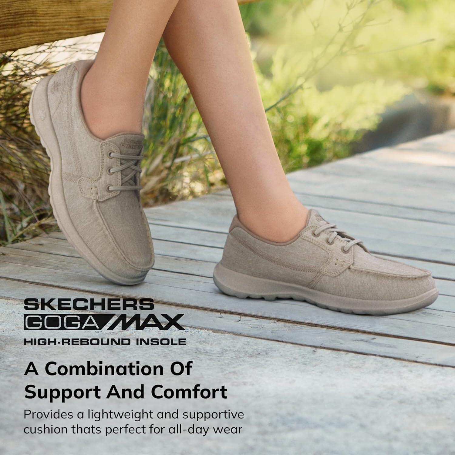 imageSkechers Womens Go Walk Lite15433 Boat ShoeTaupe