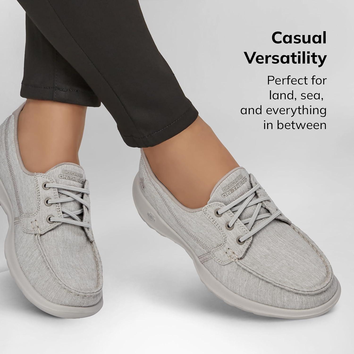 imageSkechers Womens Go Walk Lite15433 Boat ShoeTaupe