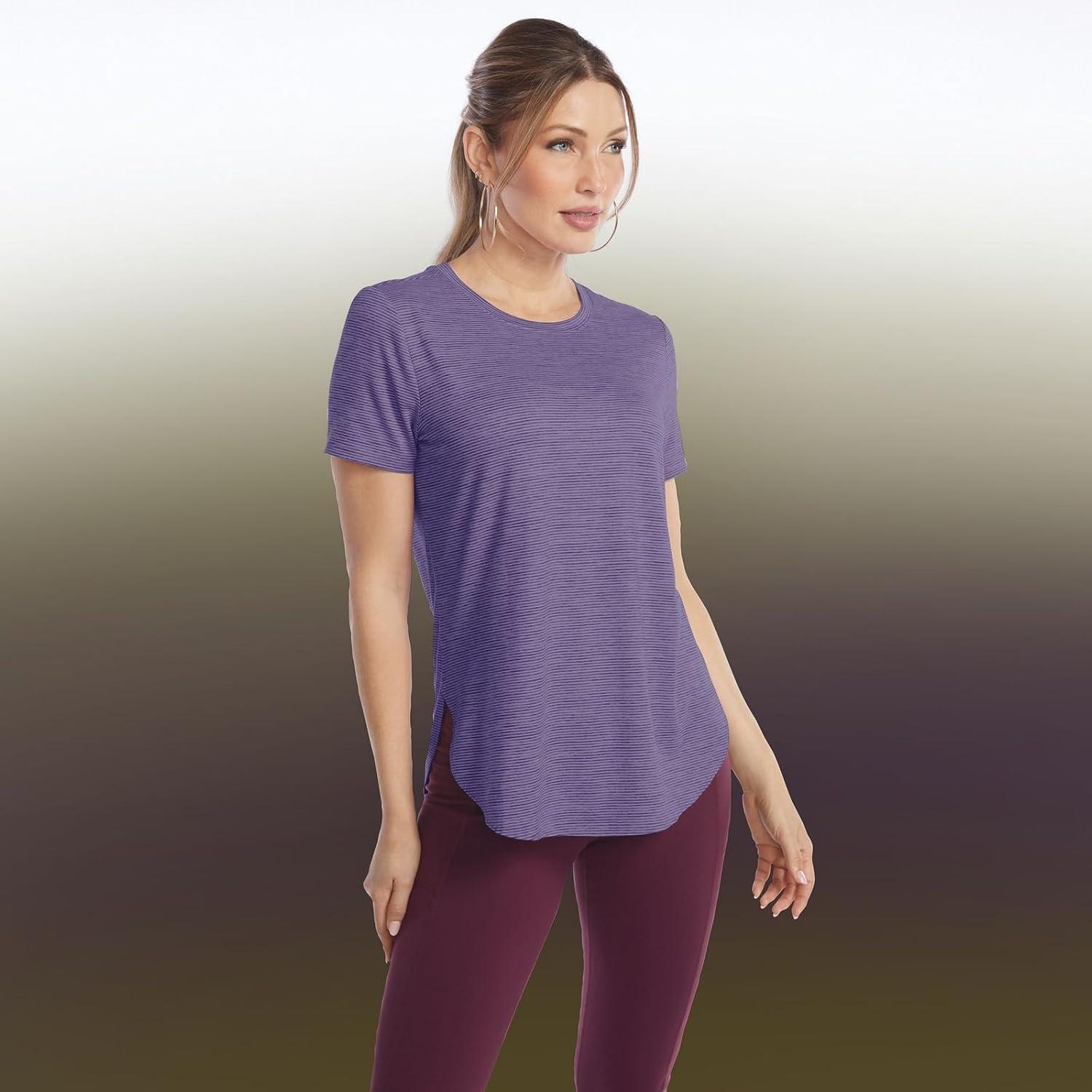 imageSkechers Womens Godri Swift Tunic TeeSimply VioletPastel Lilac Swift Stripe