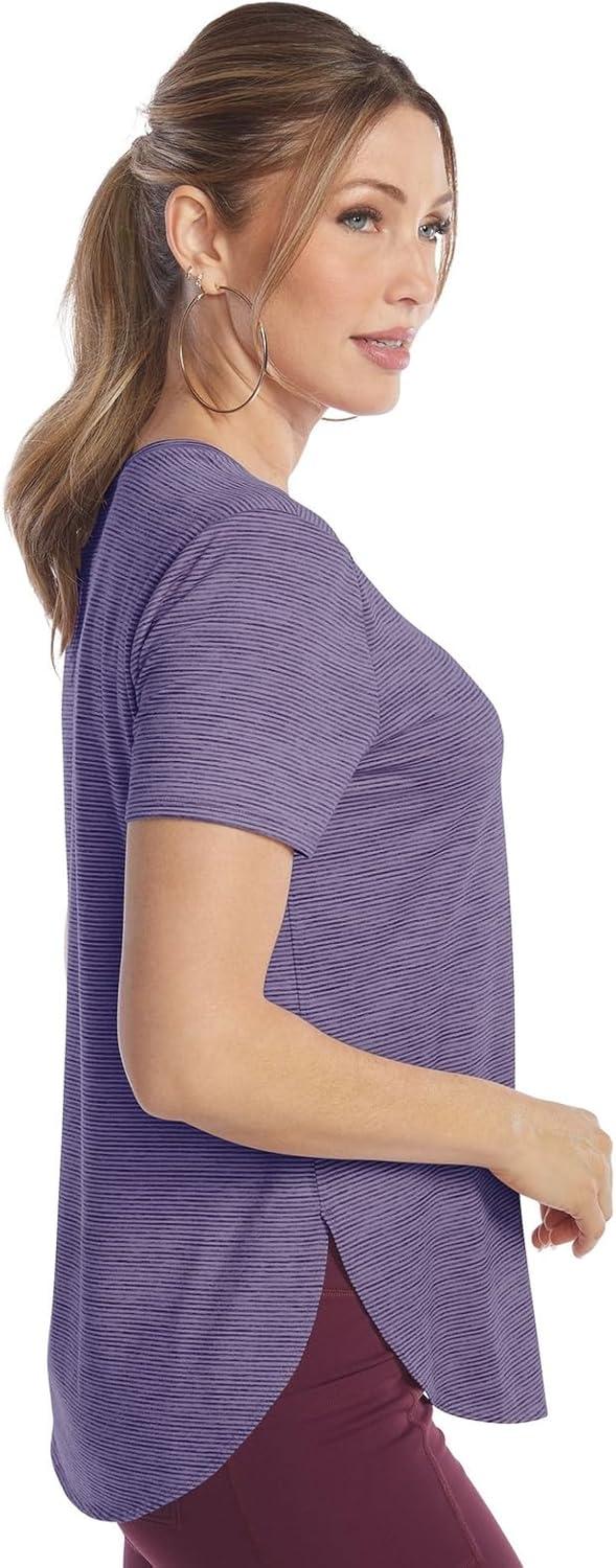 imageSkechers Womens Godri Swift Tunic TeeSimply VioletPastel Lilac Swift Stripe