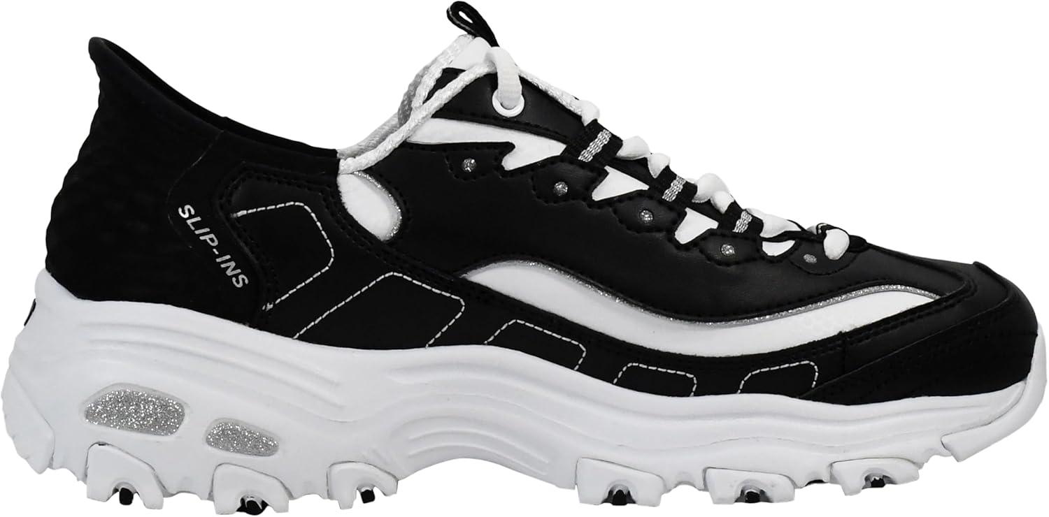 imageSkechers Womens Hands Free DLites New ClassicSneakerBlackWhiteSilver