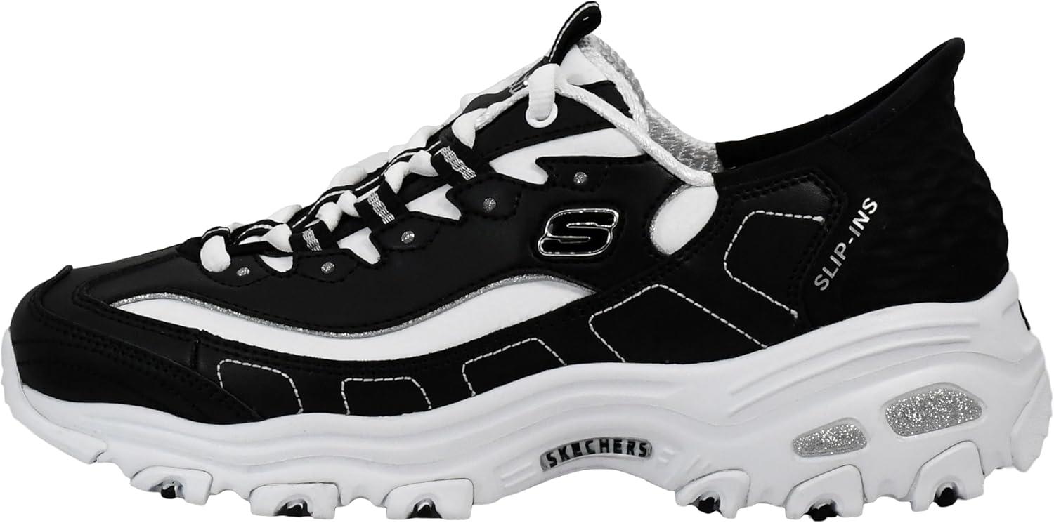 imageSkechers Womens Hands Free DLites New ClassicSneakerBlackWhiteSilver