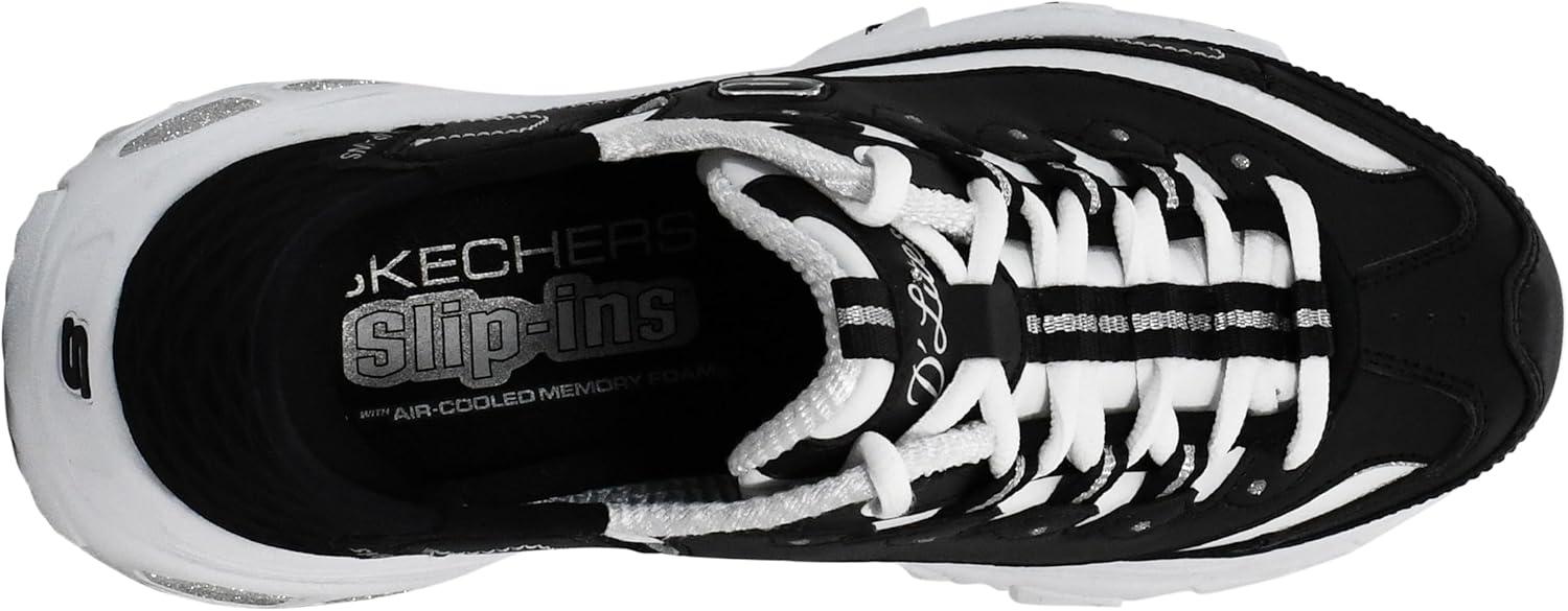 imageSkechers Womens Hands Free DLites New ClassicSneakerBlackWhiteSilver