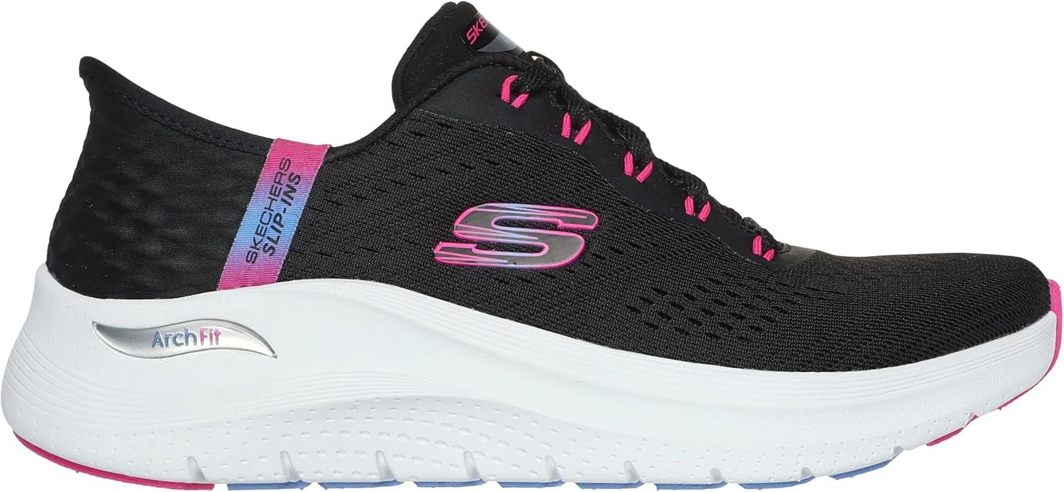 imageSkechers Womens Hands Free Slipins Arch Fit 20Easy ChicBkhpblackHot Pink
