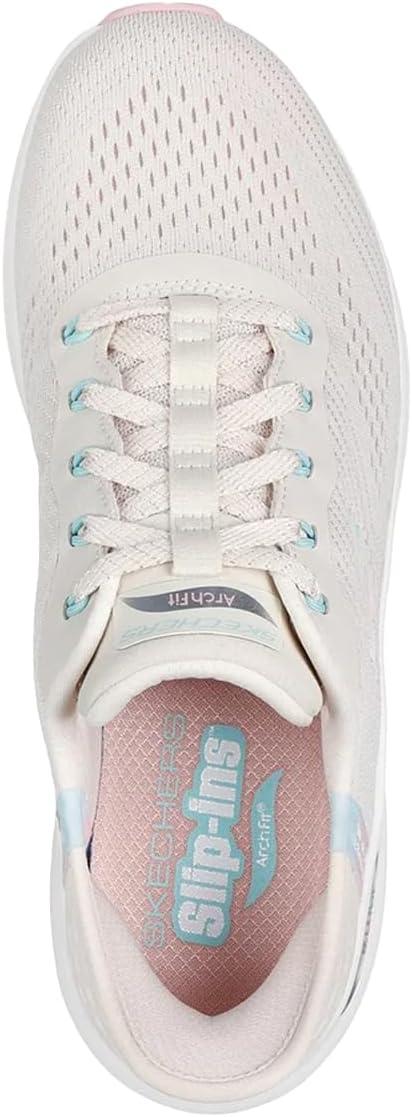 imageSkechers Womens Hands Free Slipins Arch Fit 20Easy ChicWhite Mesh Light Gray Trim