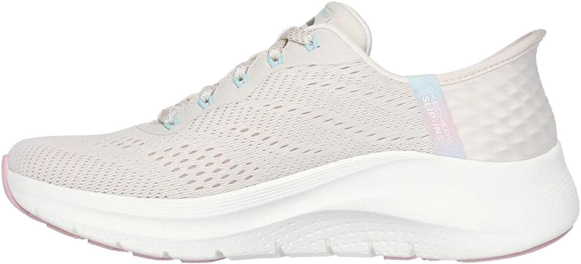 imageSkechers Womens Hands Free Slipins Arch Fit 20Easy ChicWhite Mesh Light Gray Trim