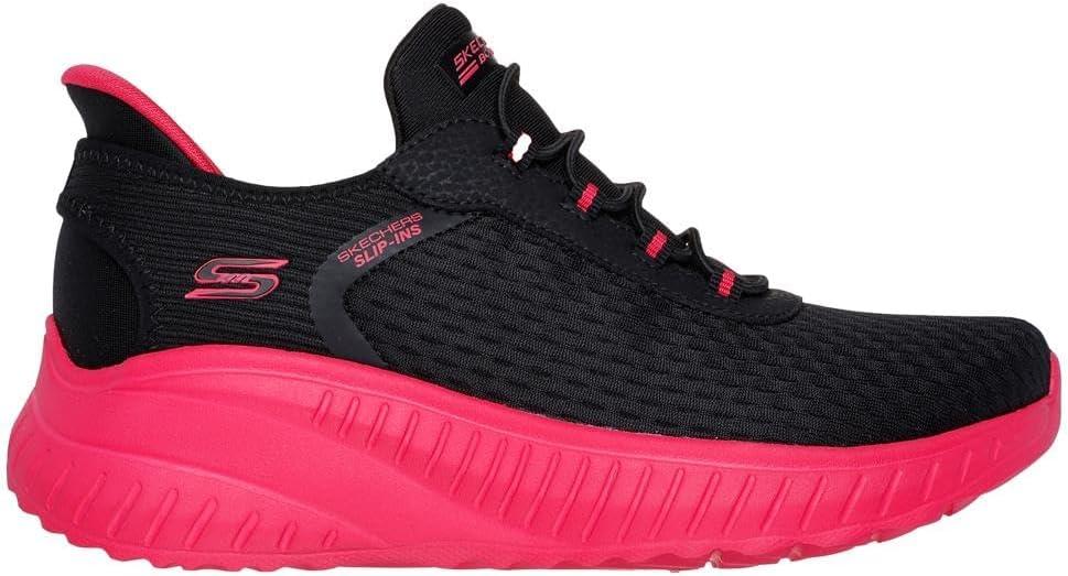 imageSkechers Womens Hands Free Slipins Bobs Squad Chaos SneakersBlackHot Pink