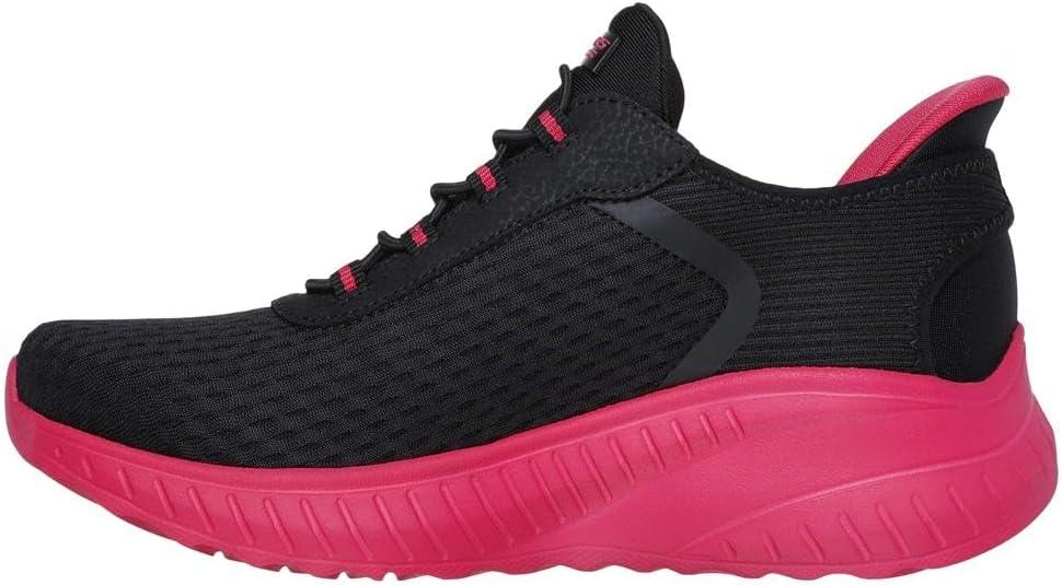 imageSkechers Womens Hands Free Slipins Bobs Squad Chaos SneakersBlackHot Pink