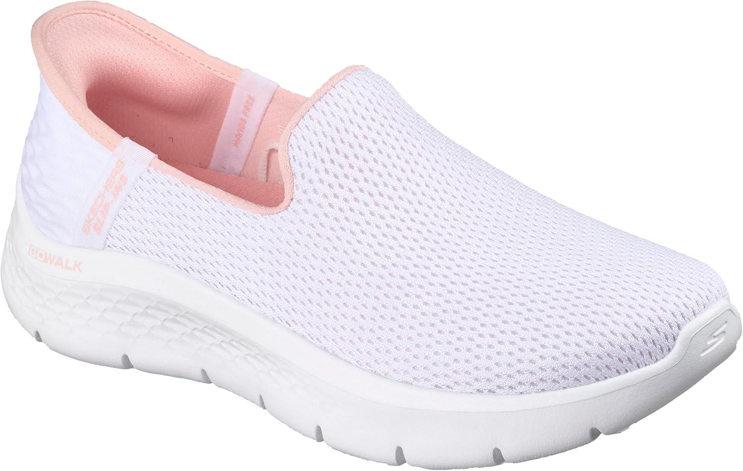imageSkechers Womens Hands Free Slipins Go Walk Flex SneakersWhitePink