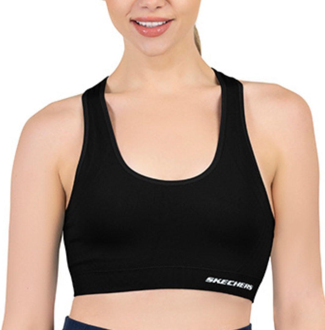 imageSkechers Womens Ladies Seamless Racerback BraBright White Jet Black