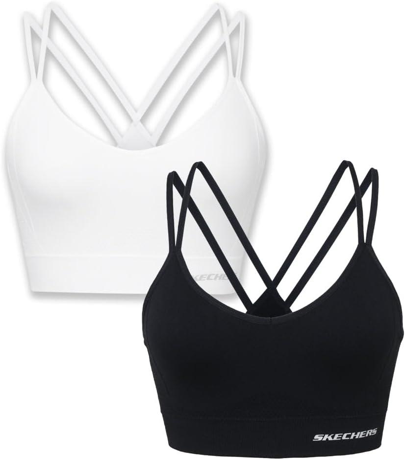 imageSkechers Womens Ladies Seamless Strappy BraBlack White