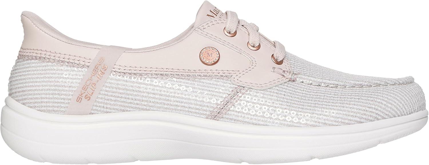 imageSkechers Womens Martha Stewart OnThego Flex Radiant Hands Free Slipins Sequin Boat ShoeNatural