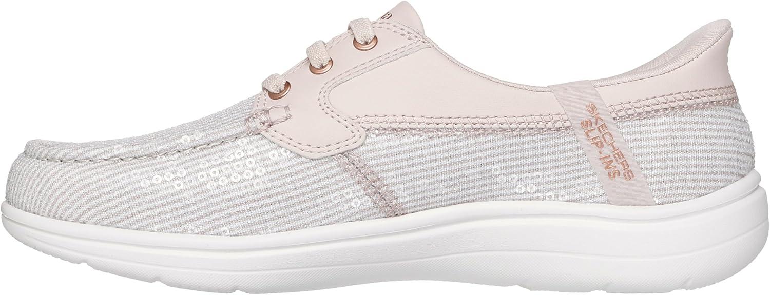 imageSkechers Womens Martha Stewart OnThego Flex Radiant Hands Free Slipins Sequin Boat ShoeNatural